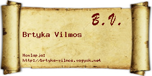 Brtyka Vilmos névjegykártya